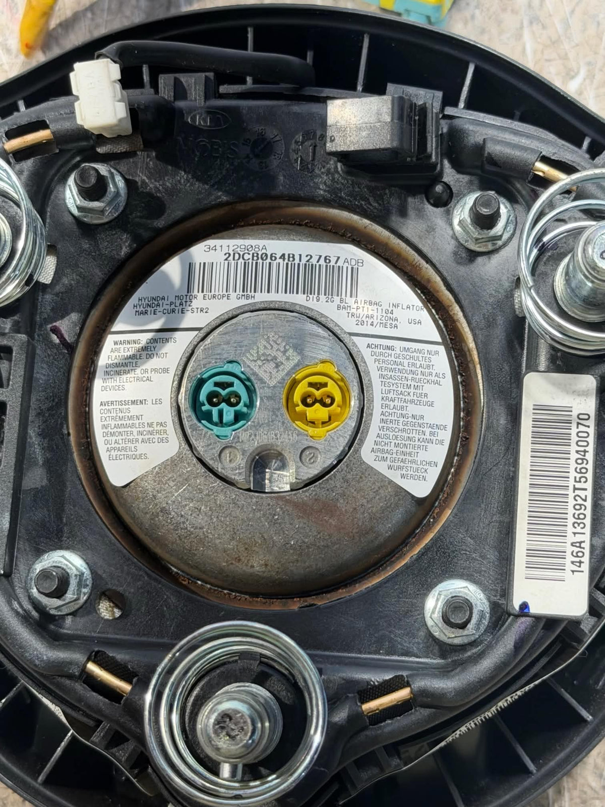 2014 2015 Kia Optima Air Bag Steering Wheel Airbag Black OEM